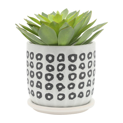 Black Ceramic Aztec Planters Two Sizes 5"/6".
