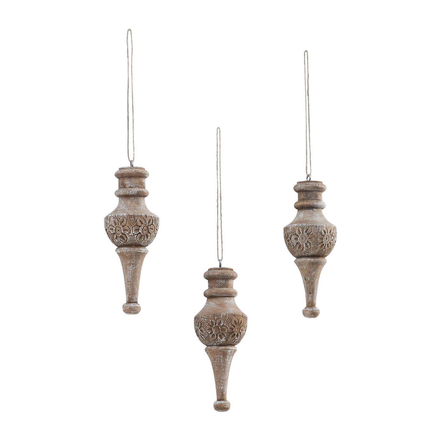 Rustic Finial Ornament Feathered Finish 6.5x2.5x2.5