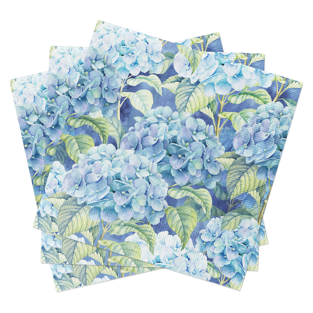 Blue Hydrangea Floral Paper Napkins