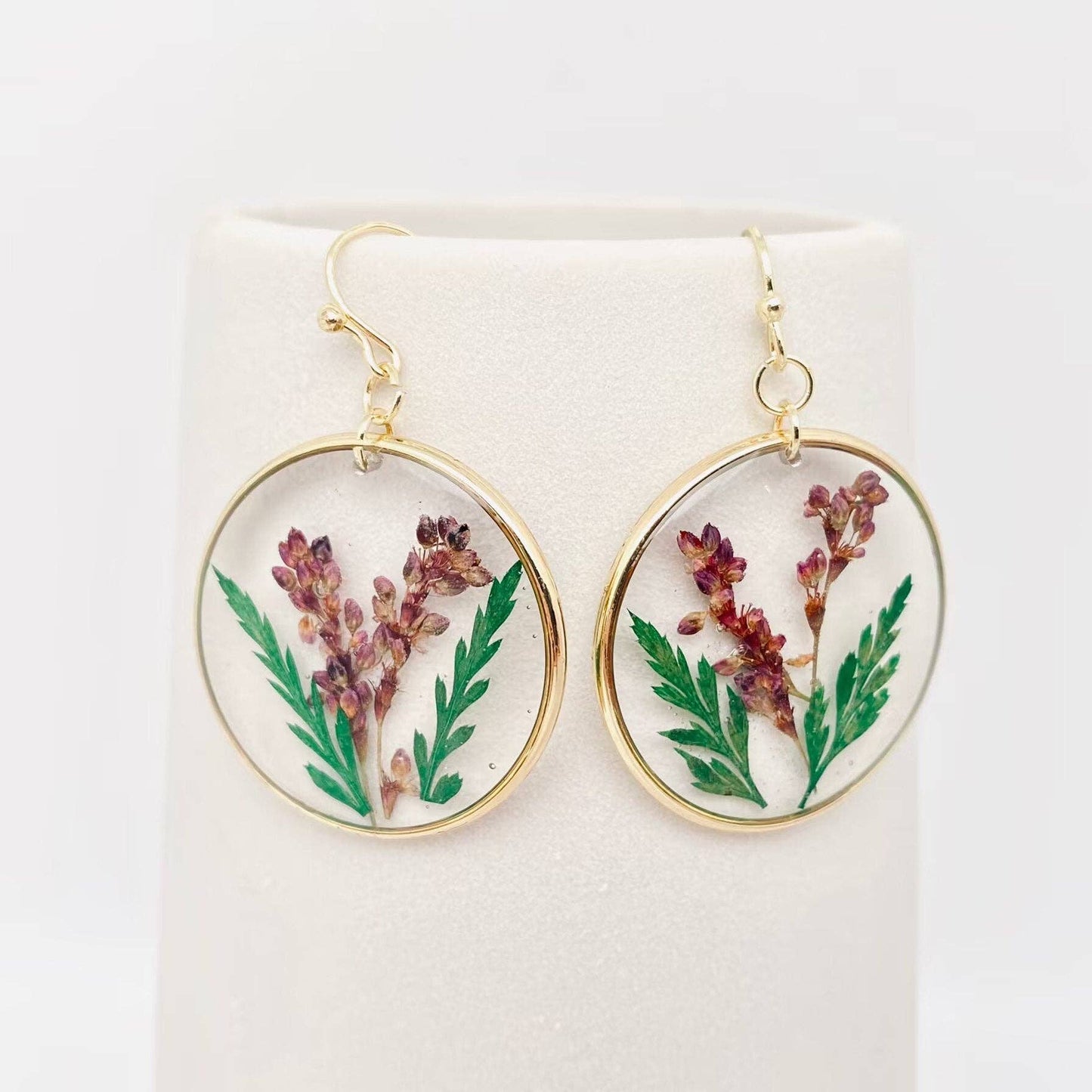 Persicaria Orientalis Pressed Dried Flower Earrings