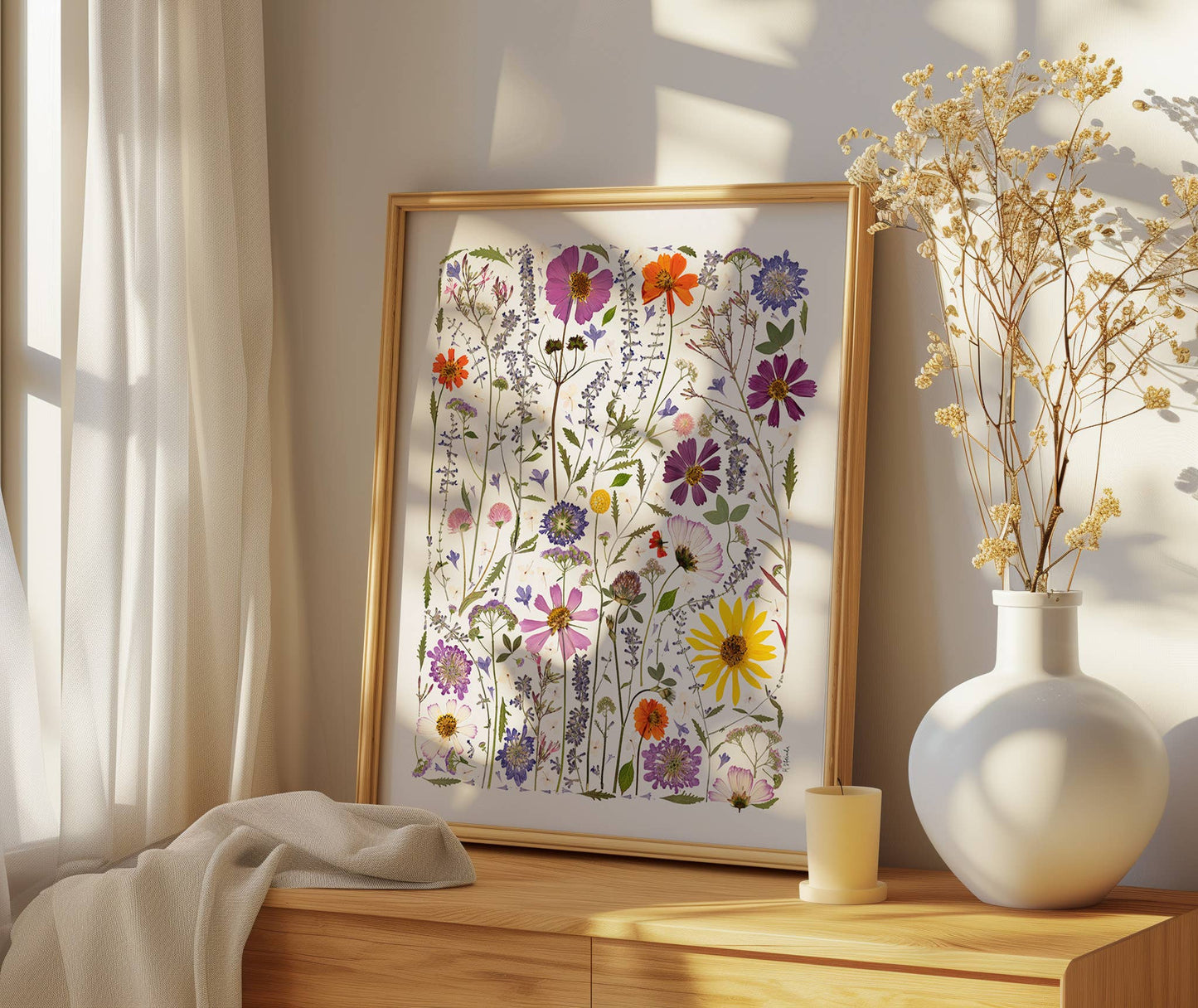 Pressed Flower Art Print -  Wildflower Collage
