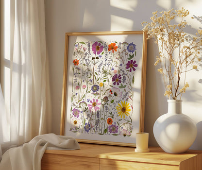 Pressed Flower Art Print -  Wildflower Collage