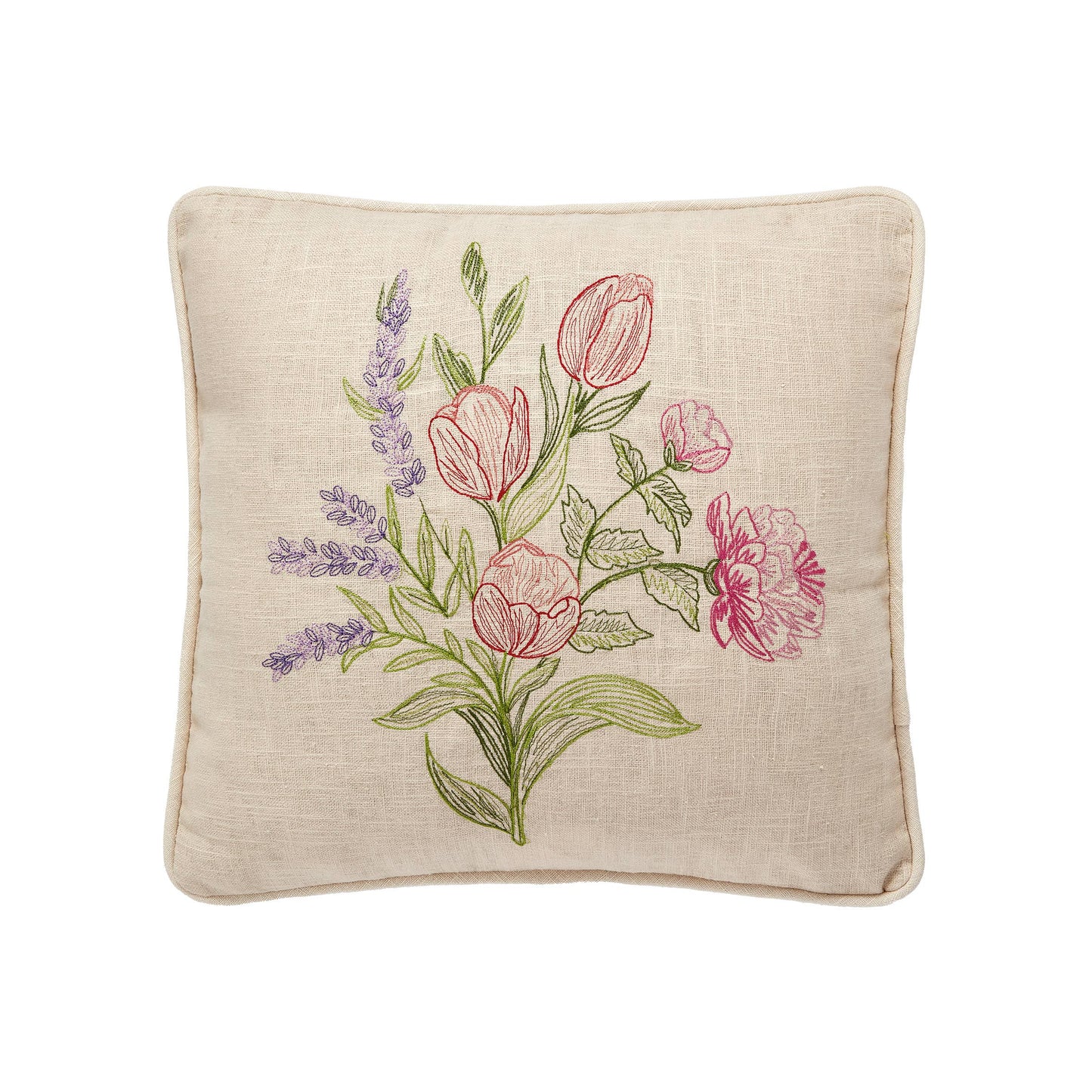 Spring Bunch Embroidered Pillow