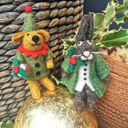 Hamdmade Felt Bernard the Dog Hanging Christmas Decoration