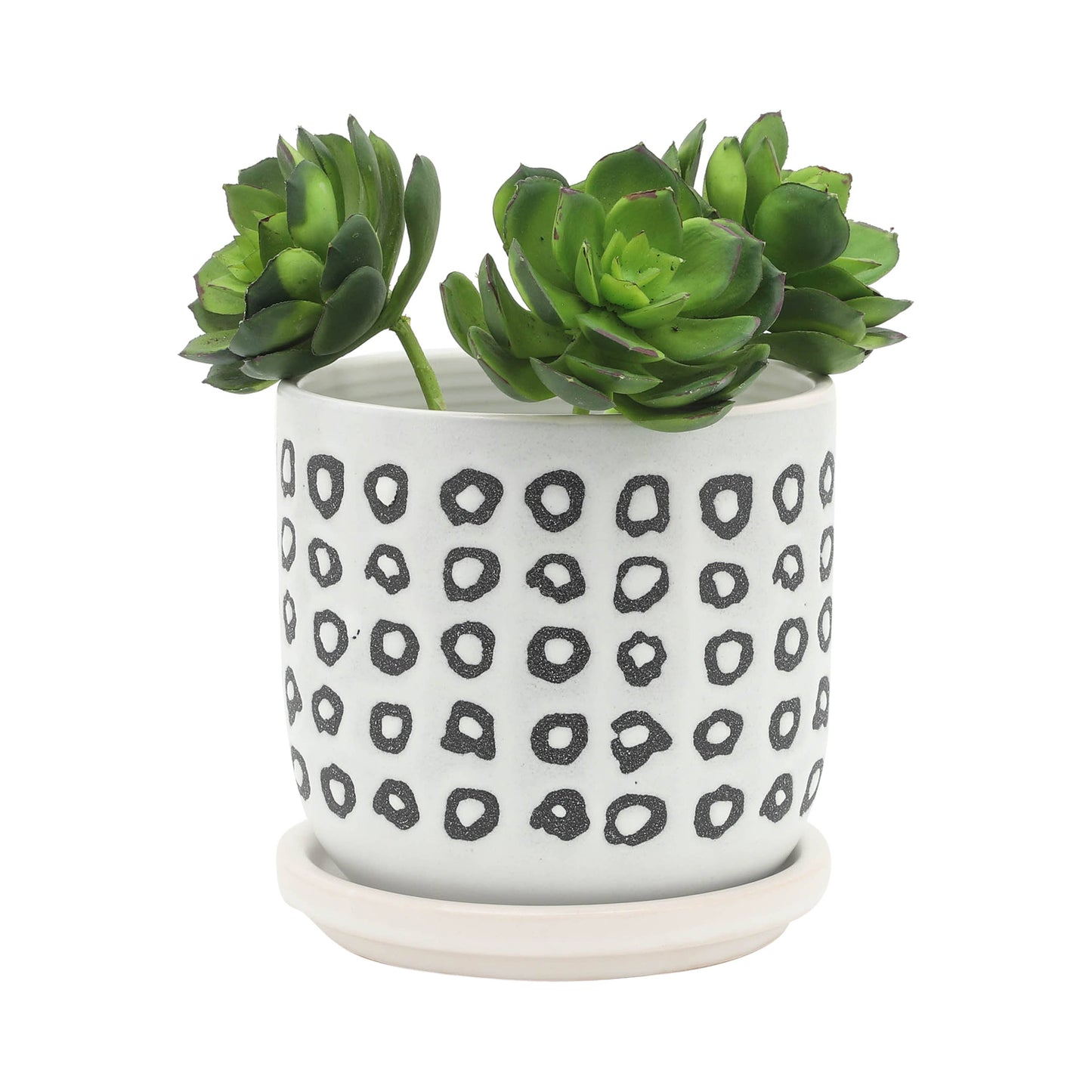 Black Ceramic Aztec Planters Two Sizes 5"/6".