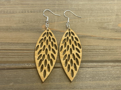 Wooden Feather Lightweight Earrings