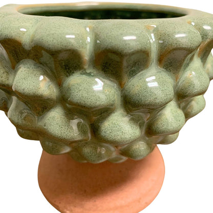 GREEN CERAMIC CANDLE HOLDER VASE 4"