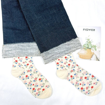 Women's  Flower Pattern Crew Socks