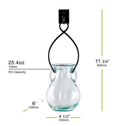 12" French Country Hanging Glass Vase & Wall Hook
