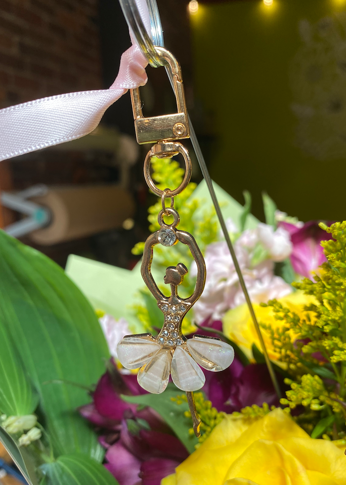 Ballerina Keychain w/ pink ribbon