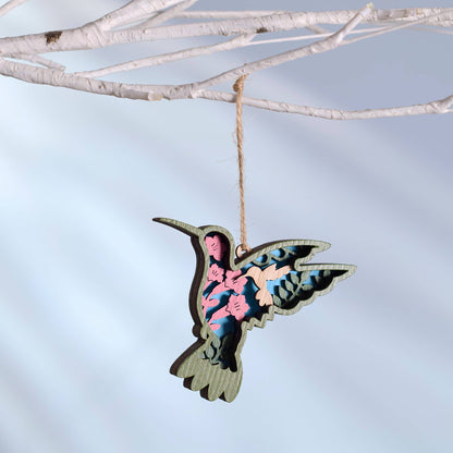 Wooden Hummingbird Ornament