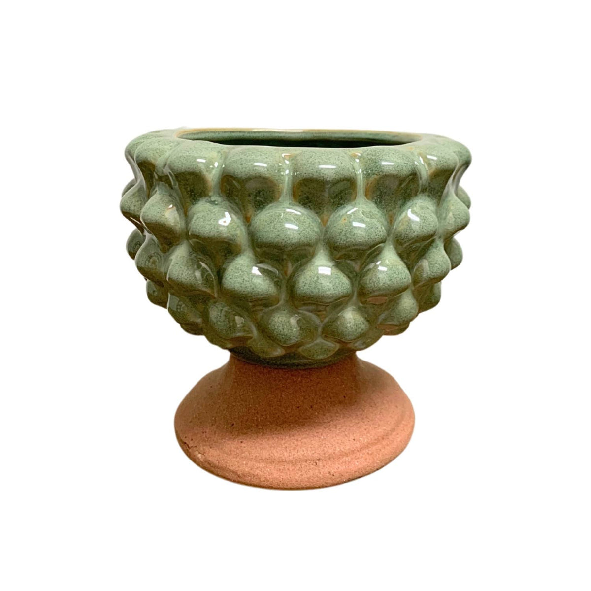 GREEN CERAMIC CANDLE HOLDER VASE 4"