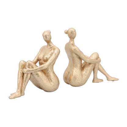 Gold Resin Modern Lady Pair Bookend 8"