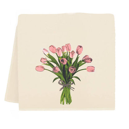Spring Tulips Tea Towel Pink
