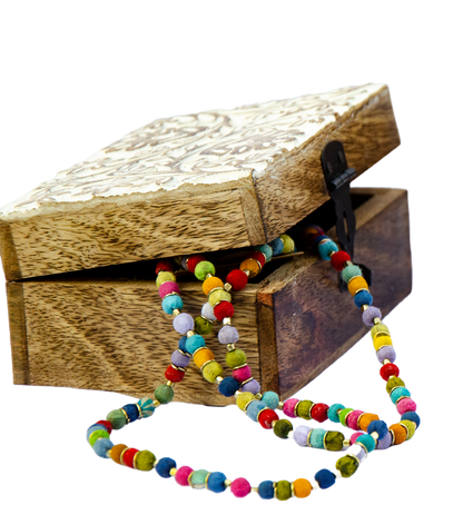 Wood Carved Box Whitewashed