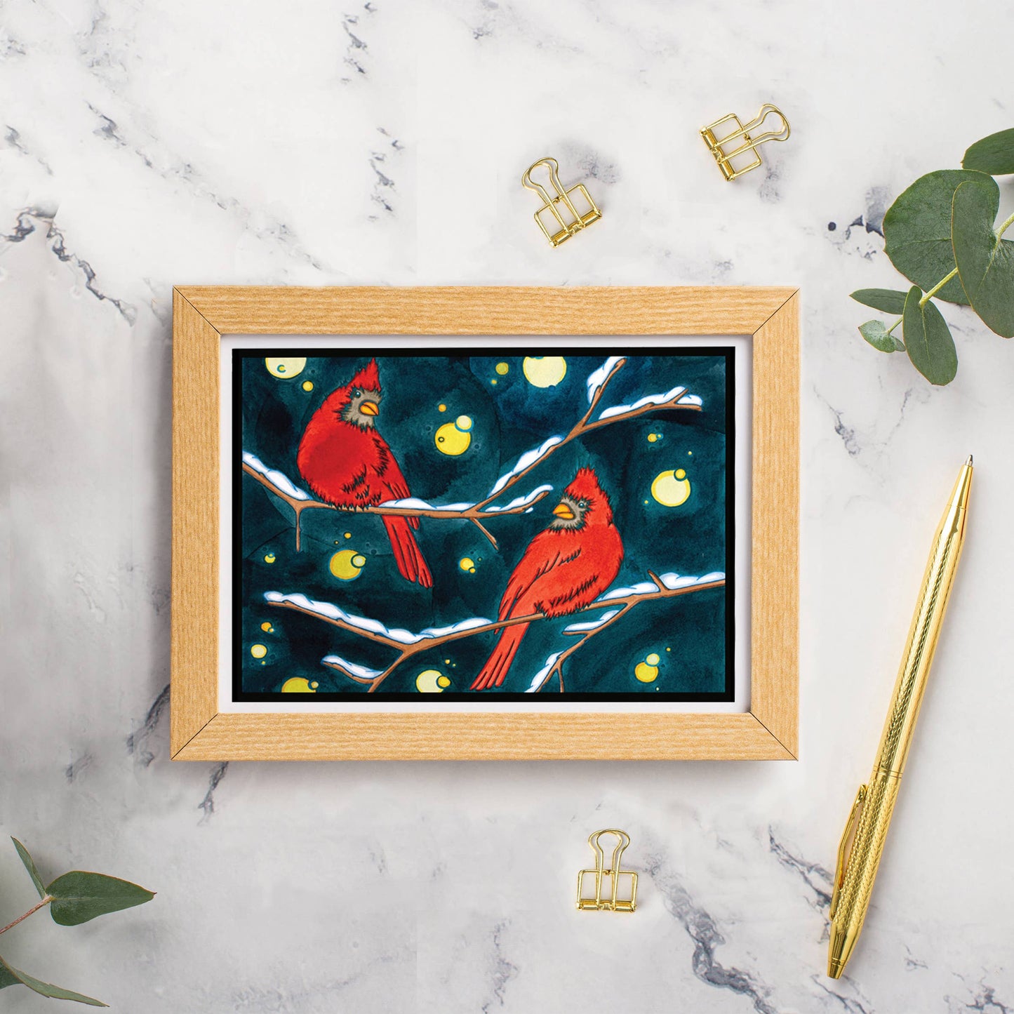 Greeting Card Winter Cardinals