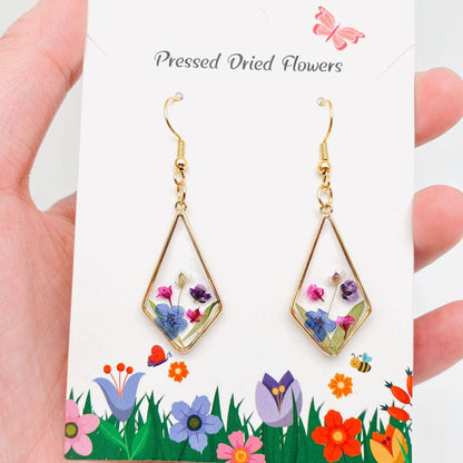 Forget-me-not & Baby's Breath Dried Flowers Earrings
