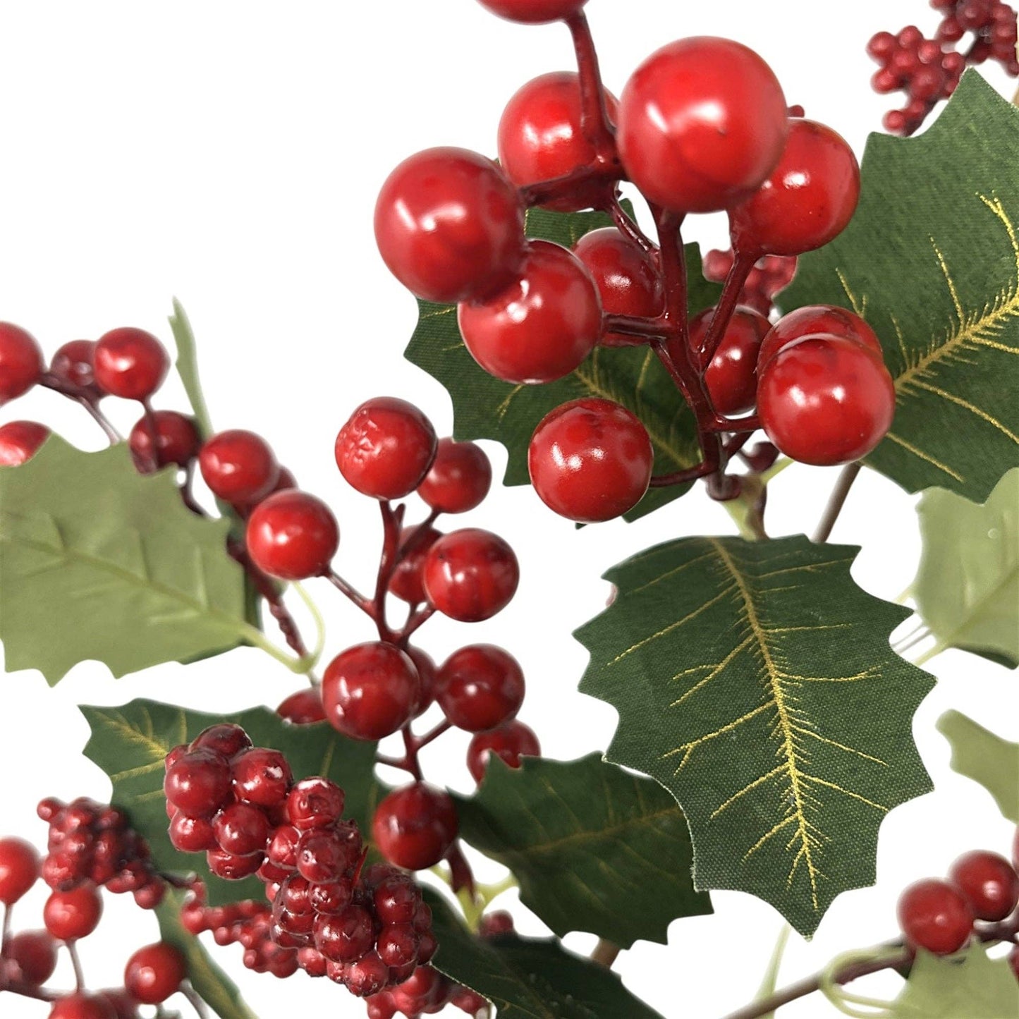 Christmas Traditions Holly Berry Spray w/ Gold Veins 24"