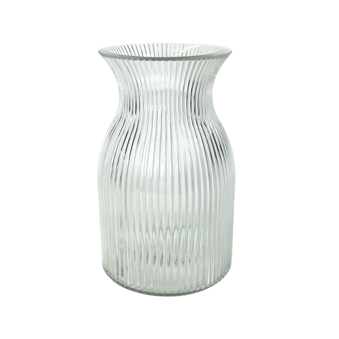 7.7"H Ribbed Cinch Glass Vase