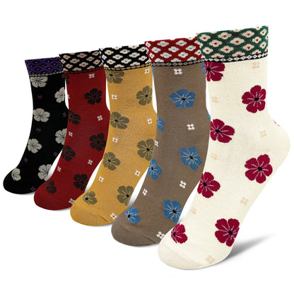 Women's Flower Pattern Crew Socks