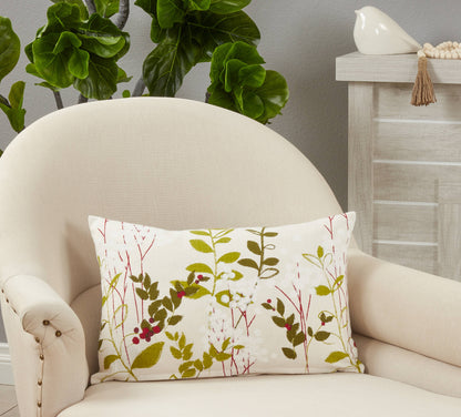 Botanical Throw Pillow With Holiday Design