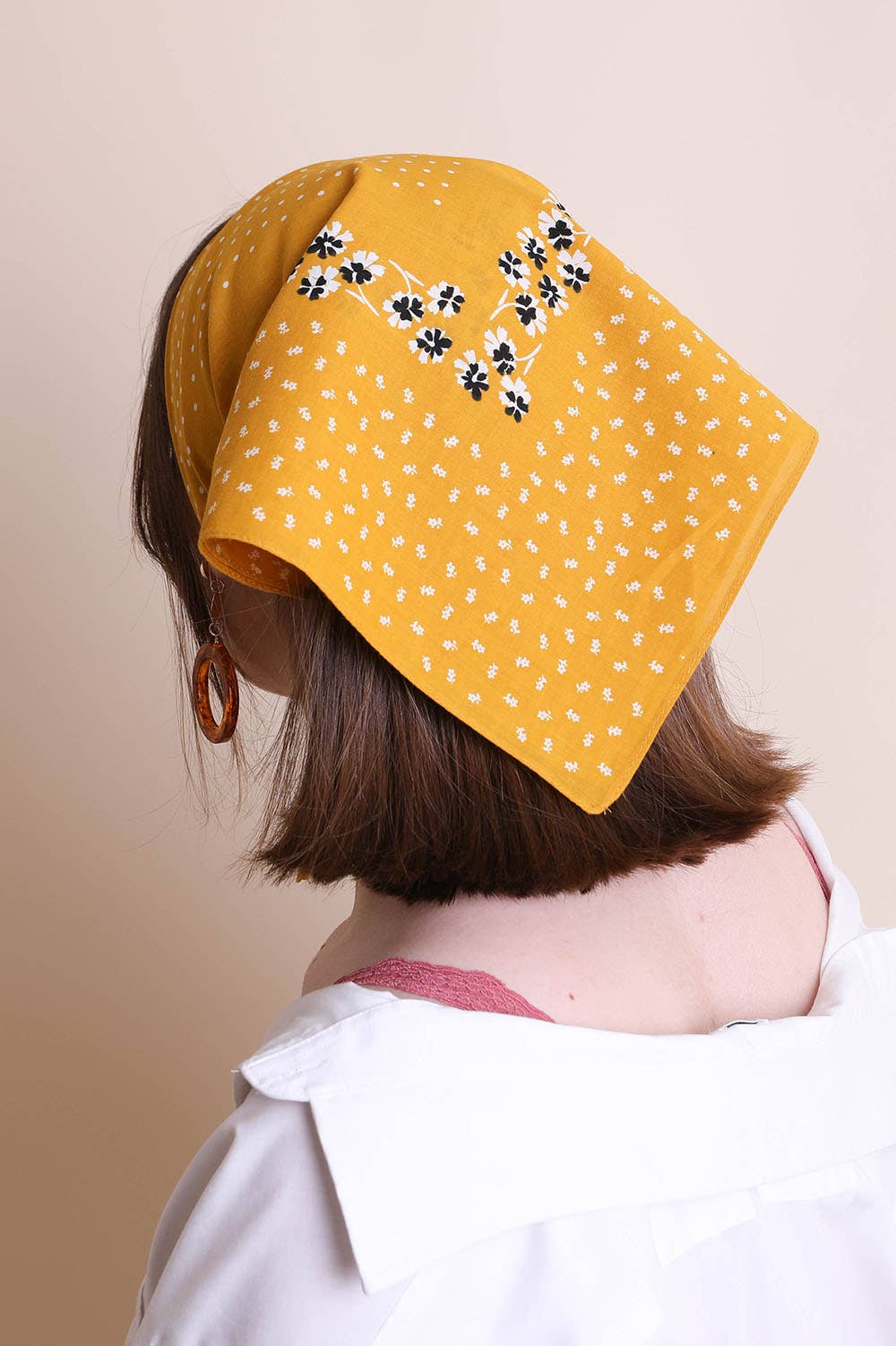 Coral Floral and Dot Cotton Neckerchief