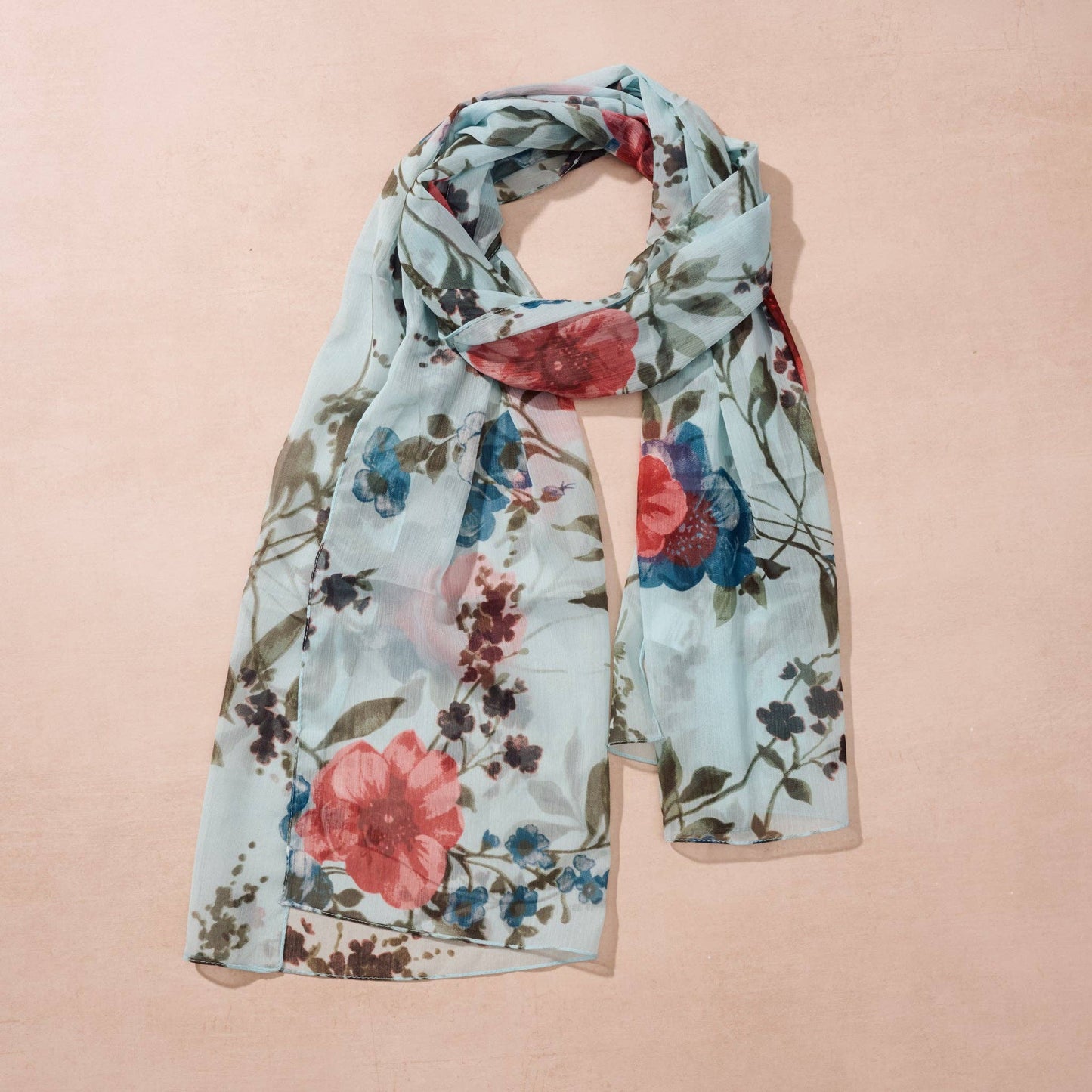 Handcrafted Komal Floral and Leaf Chiffon Scarf