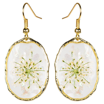 DRIED FLOWER OVAL EARRINGS