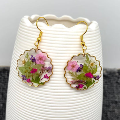 Pressed Dried Flower Dangle Earrings - PDF
