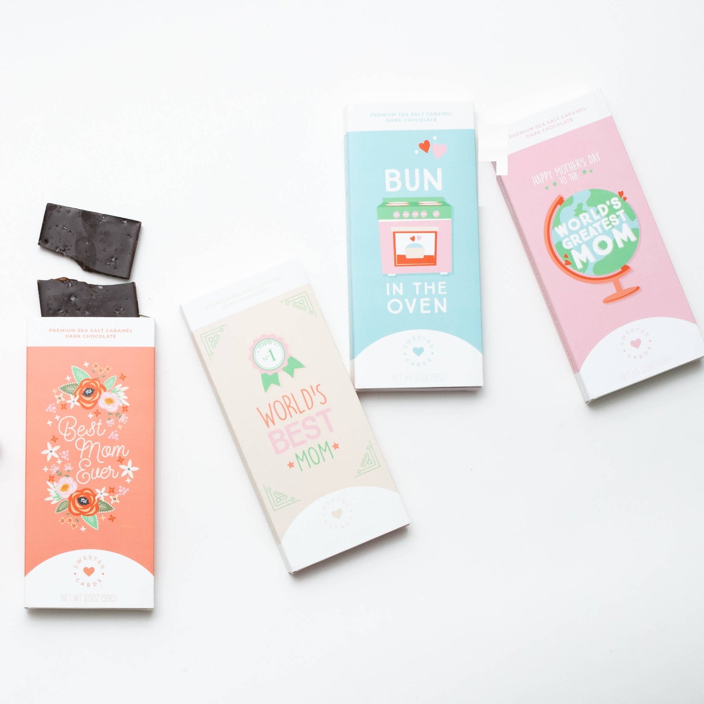 Mother's Day Card & Premium Sea Salt Caramel Dark Chocolate Bar