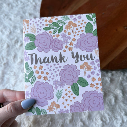 Pink Florals Thank You 4x6 Card