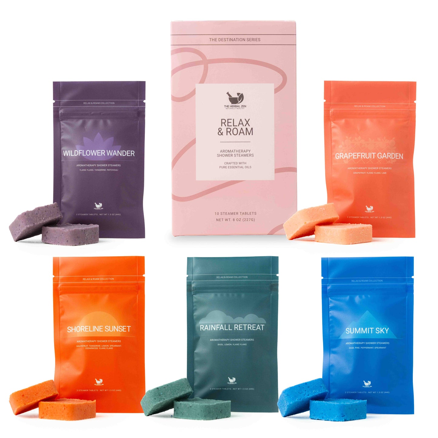 Relax & Roam Shower Steamer Variety Box | 5 Scents