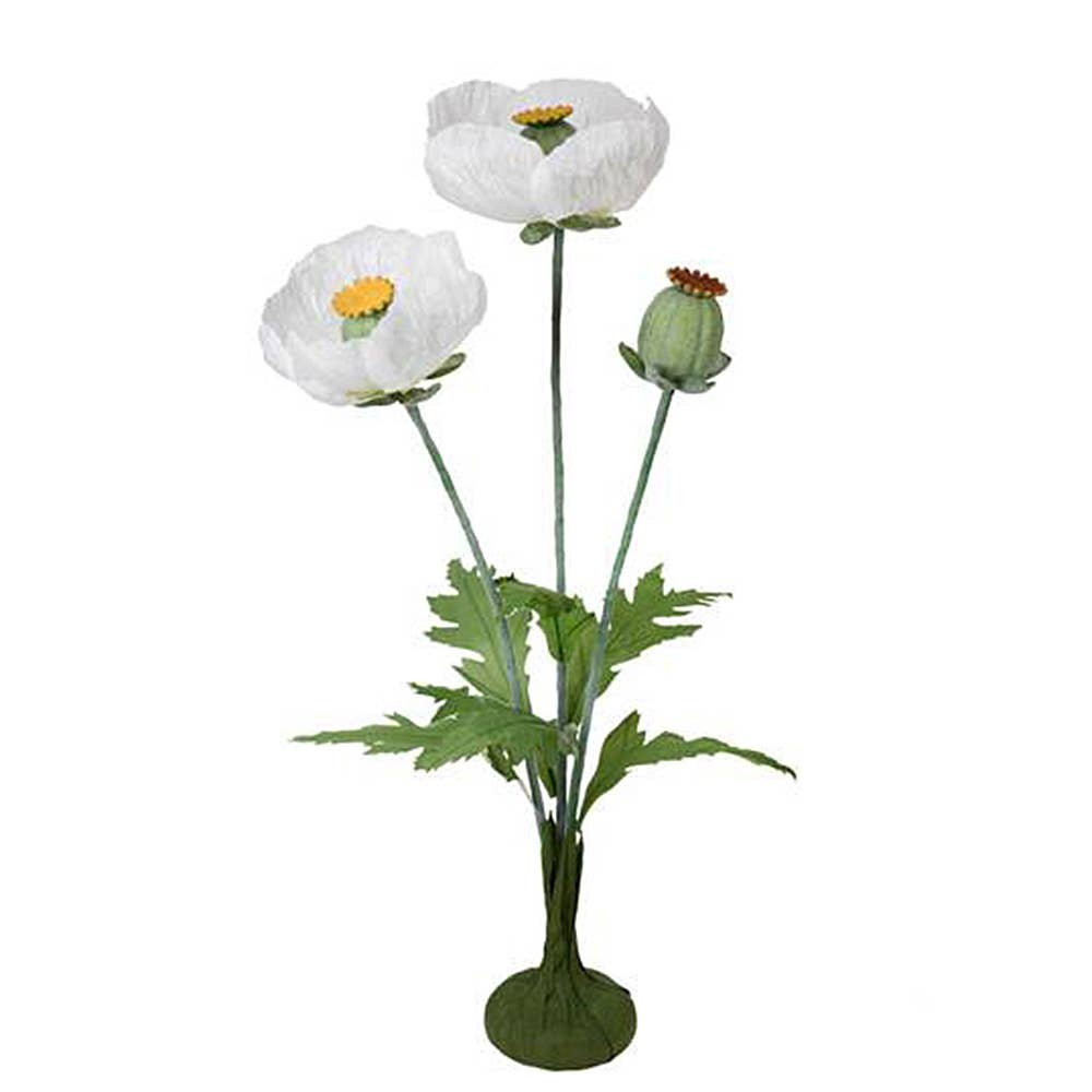 45" Poppy Faux Flower Stem