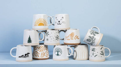 Wide Base Mug with Single Tree-3.5"H(14oz)