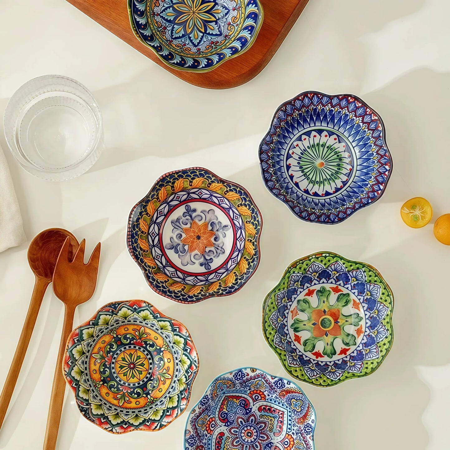 Moroccan Hexagon & Rose Ceramic Pinch Bowls (4-inch)