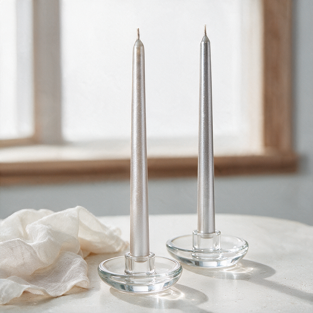Silver Taper Candles 12" set of 2