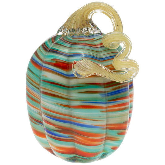 6.75" Tall Sunset Stripe Glass Pumpkin
