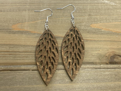 Wooden Feather Lightweight Earrings