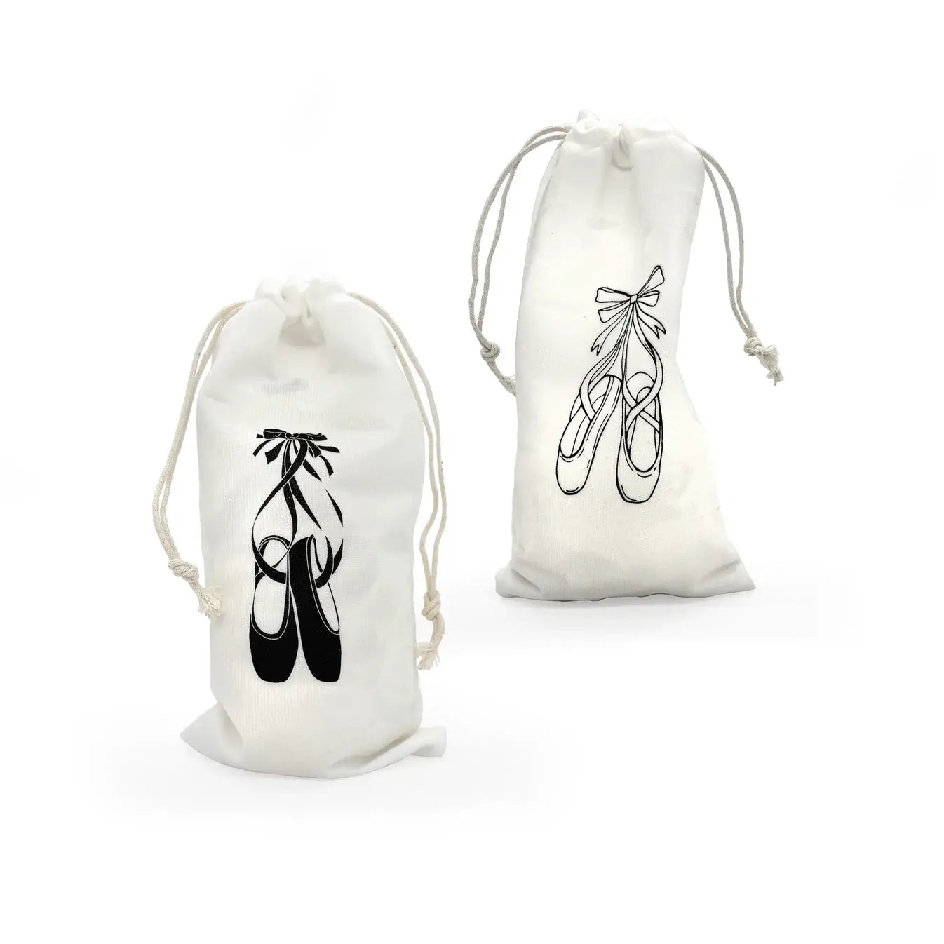 Ballet Dance Soft Drawstring Bag with Pointe Shoe Print