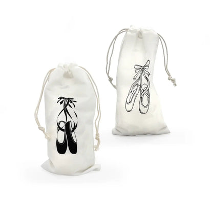 Ballet Dance Soft Drawstring Bag with Pointe Shoe Print