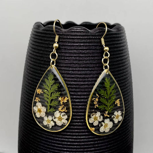 Dried Flowers Floral Drop Dangle Earrings