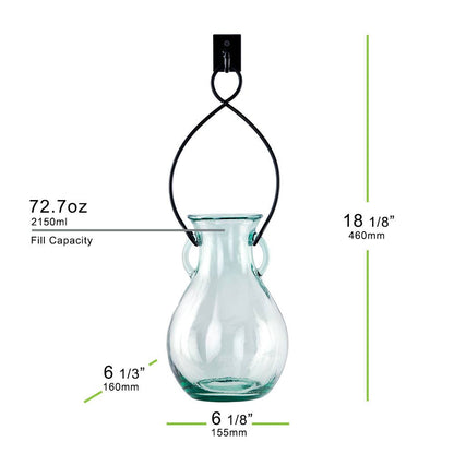 18" French Country Hanging Glass Vase & Wall Hook