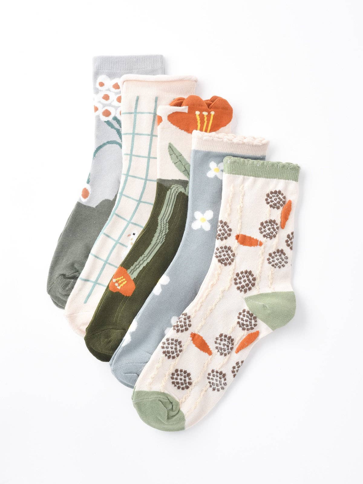 Rufia - Floral Lace Trim Mid-Calf Socks