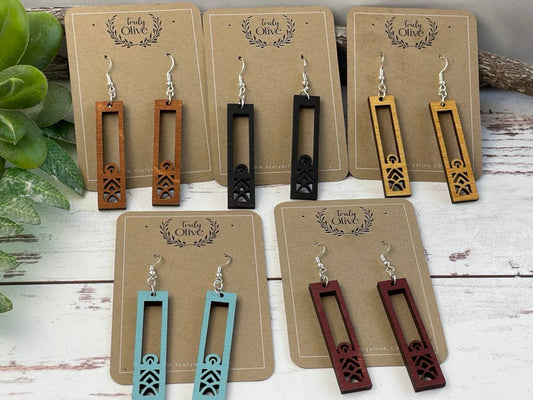 Lightweight Ornate Wood Mandala Earrings
