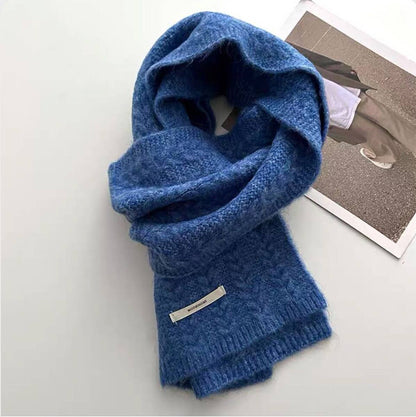 Avocado Green Wool Cable Knit Winter Scarf
