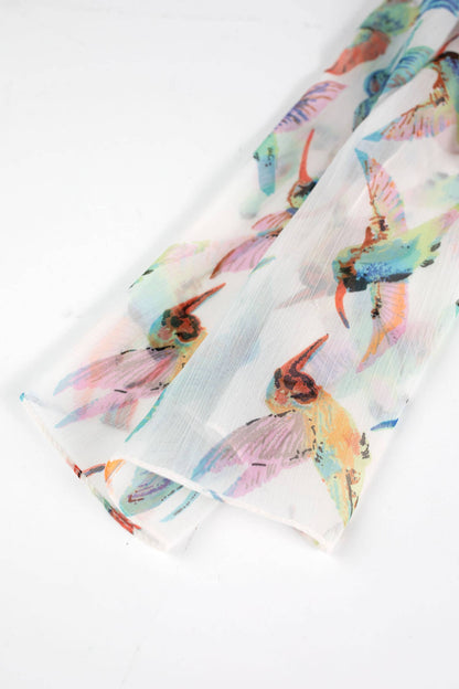 Handcrafted Hummingbird Scarf Chiffon