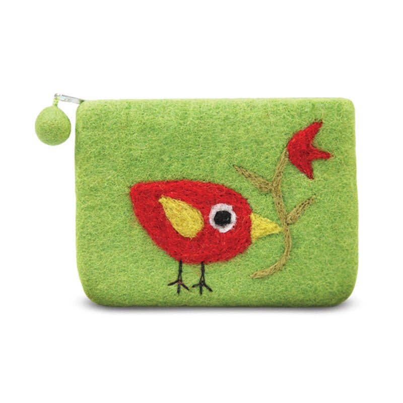 Single Bird with Flower Coin Purse