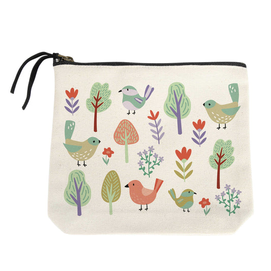 Trees & Birdies Small Canvas Pouch