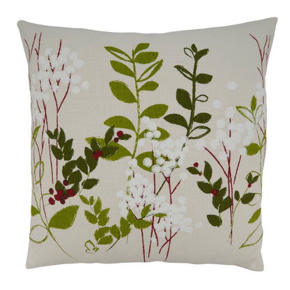 Botanical Throw Pillow With Holiday Design