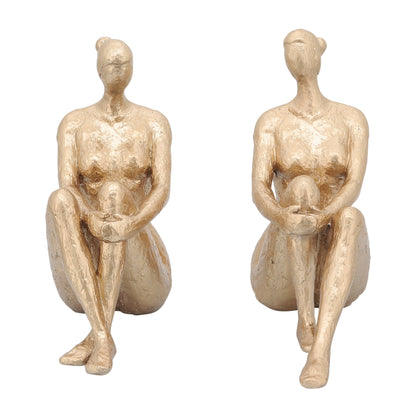 Gold Resin Modern Lady Pair Bookend 8"